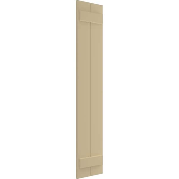 True Fit PVC, Two Board Joined Board-n-Batten Shutters, Natural Twine, 10 3/4W X 61H